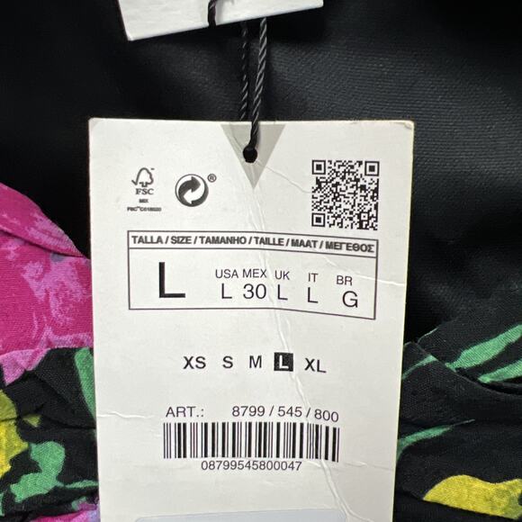 ZARA Floral Peasant Preppy Blouse Crop Top Size Large NWT - Picture 11 of 12